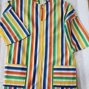 La Sarena Womens Striped Multicolor Swim Coverup Size L Preowned
